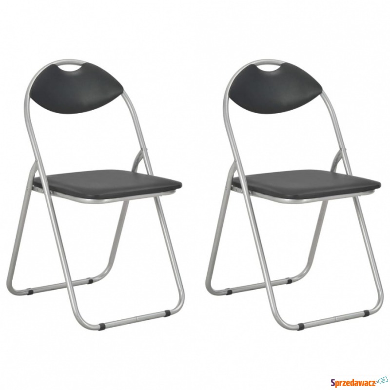 Składane krzesła jadalniane, 2 szt., czarne,... - Krzesła ogrodowe - Świnoujście