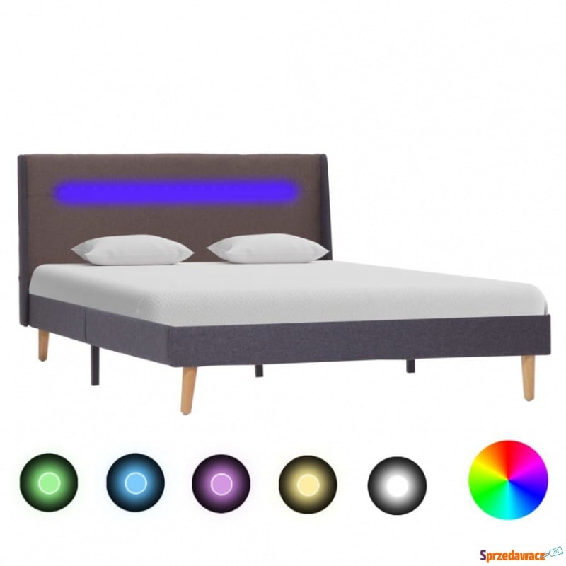 Rama łóżka z LED, taupe, tkanina, 120 x 200 cm - Łóżka - Olsztyn