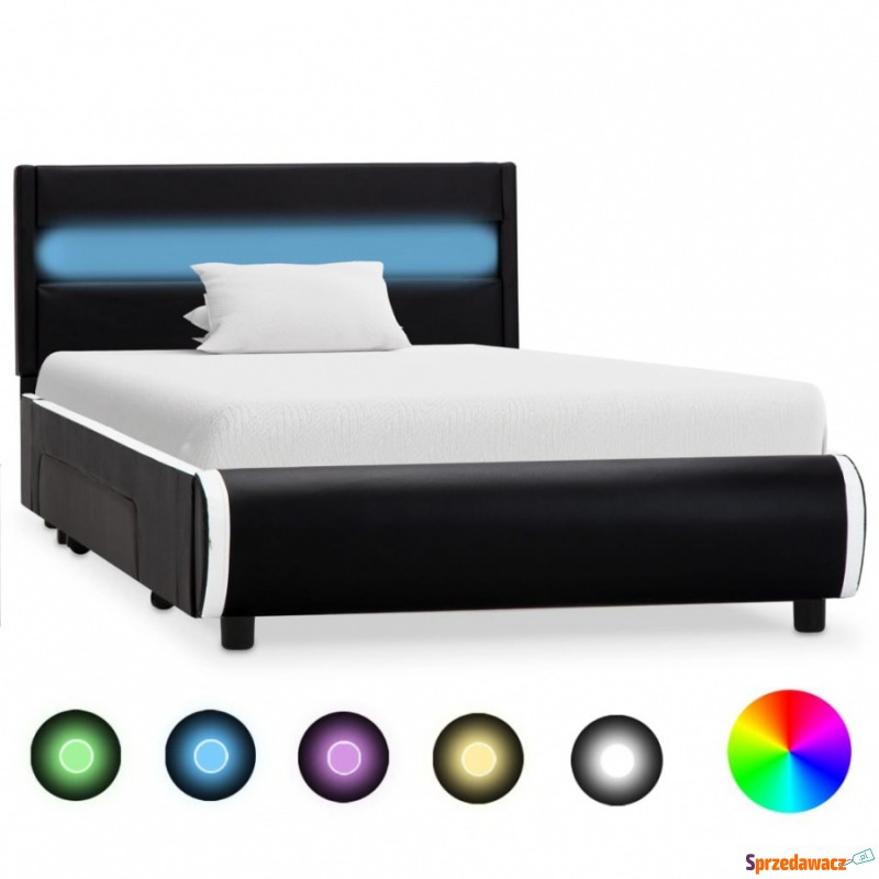 Rama łóżka z LED, czarna, sztuczna skóra, 90 x... - Stelaże do łóżek - Świnoujście