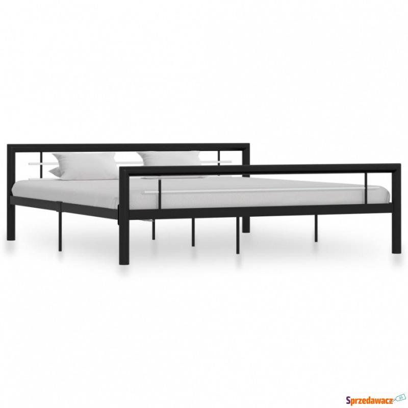 Rama łóżka, czarno-biała, metalowa, 180x200 cm - Stelaże do łóżek - Siedlce