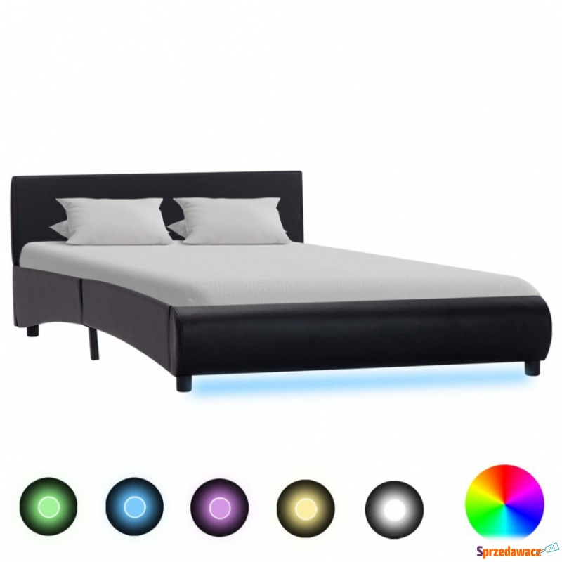 Rama łóżka z LED, czarna, sztuczna skóra, 120... - Stelaże do łóżek - Nysa