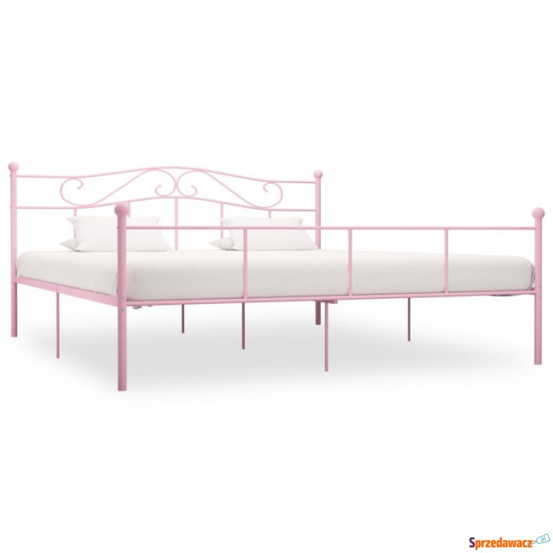 Rama łóżka, różowa, metalowa, 200 x 200 cm - Łóżka - Olsztyn