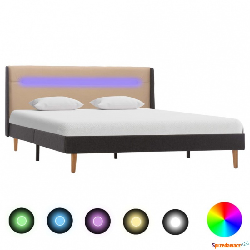 Rama łóżka z LED, kremowa, tkanina, 140 x 200... - Łóżka - Długołęka
