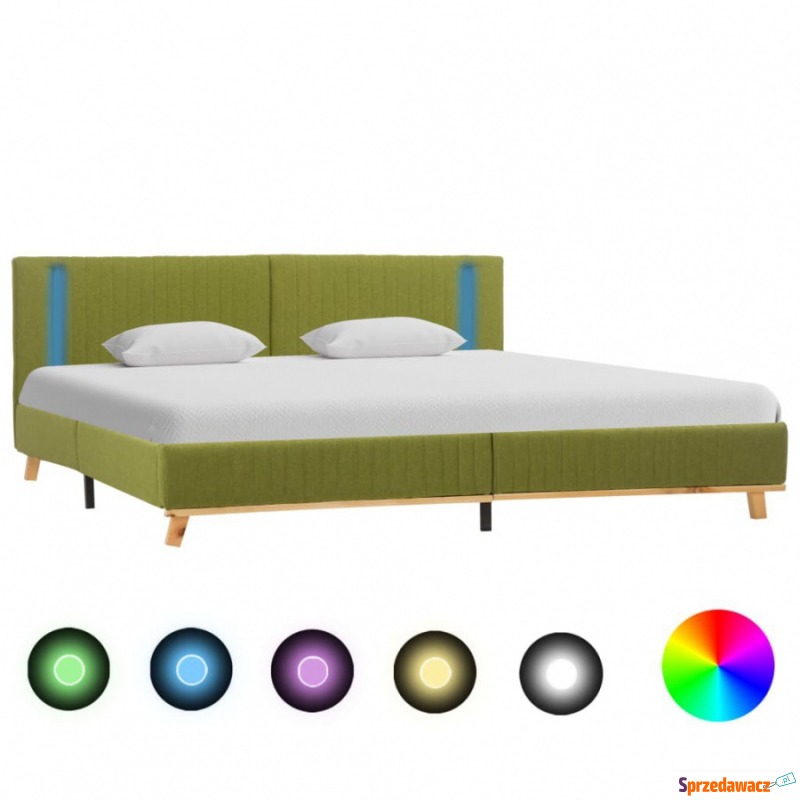 Rama łóżka z LED, zielona, tkanina, 180 x 200... - Łóżka - Stargard Szczeciński