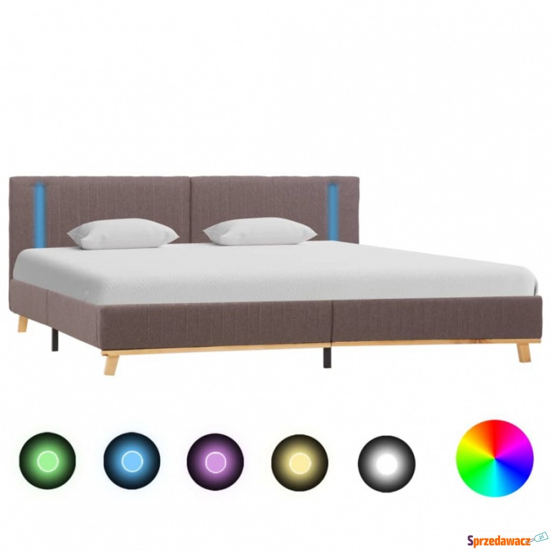 Rama łóżka z LED, taupe, tkanina, 180 x 200 cm - Łóżka - Zarzeczewo
