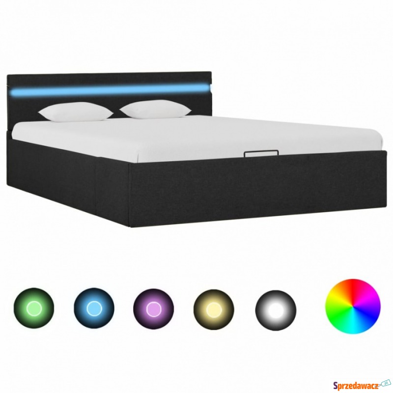 Rama łóżka, podnośnik i LED, ciemnoszara, tka... - Łóżka - Kwidzyn