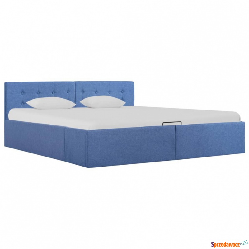 Rama łóżka z podnośnikiem, niebieska, tkanina,... - Łóżka - Czeladź