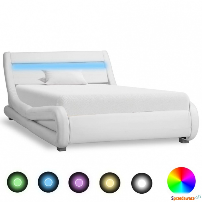 Rama łóżka z LED, biała, sztuczna skóra, 100... - Stelaże do łóżek - Orzesze