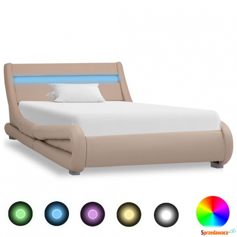 Rama łóżka z LED, cappuccino, sztuczna skóra,... - Łóżka - Olsztyn