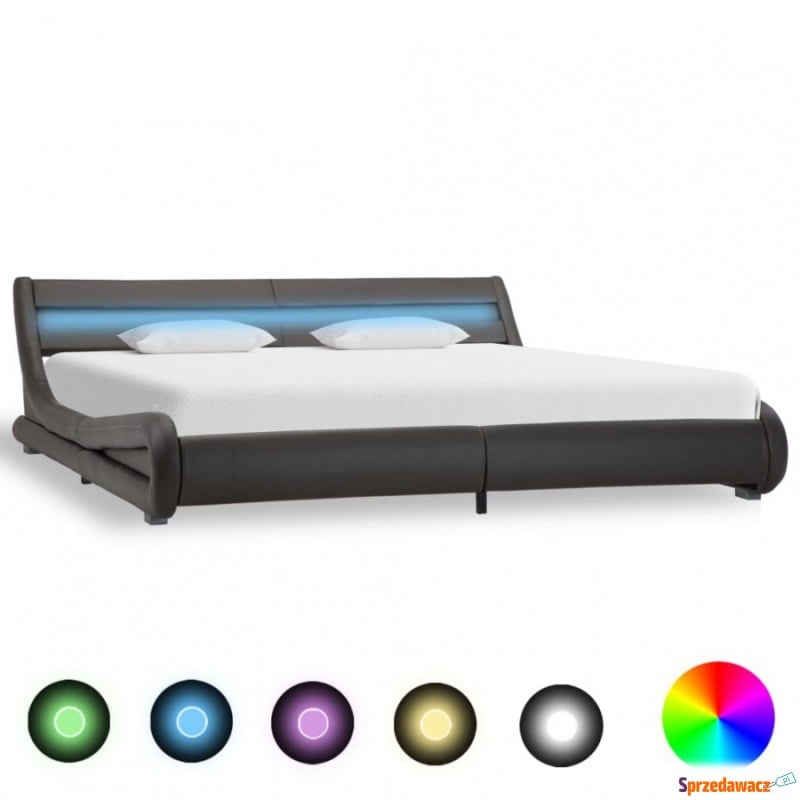 Rama łóżka z LED, szara, sztuczna skóra, 180 x... - Stelaże do łóżek - Olsztyn