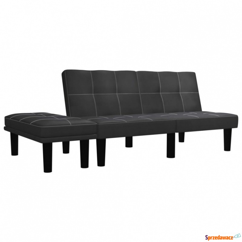 2-osobowa sofa, czarna, sztuczna skóra - Sofy, fotele, komplety... - Olsztyn