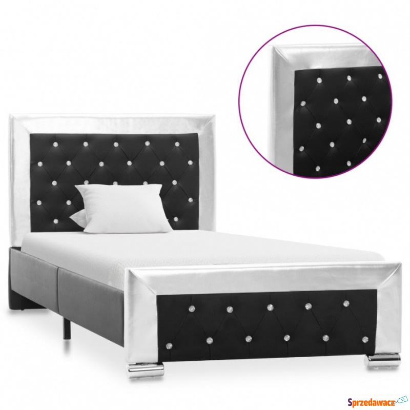 Rama łóżka, czarna, sztuczna skóra, 90 x 200 cm - Stelaże do łóżek - Krosno