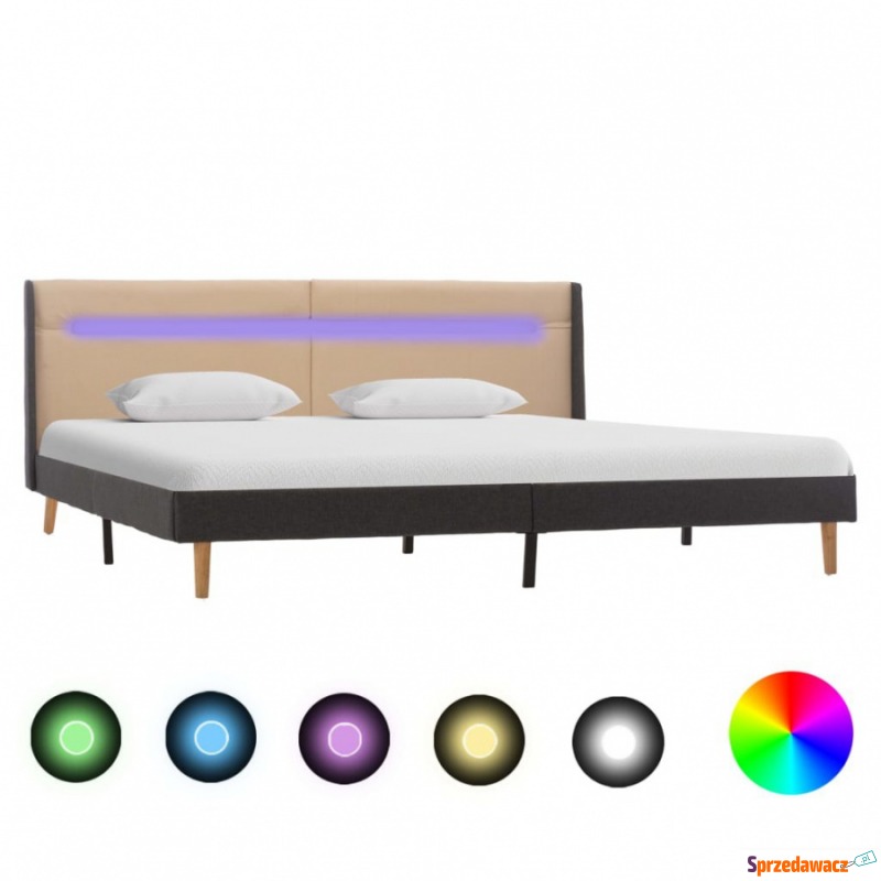 Rama łóżka z LED, kremowa, tkanina, 180 x 200... - Łóżka - Busko-Zdrój