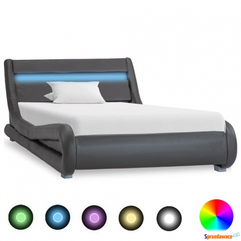 Rama łóżka z LED, szara, sztuczna skóra, 100 x... - Stelaże do łóżek - Konin