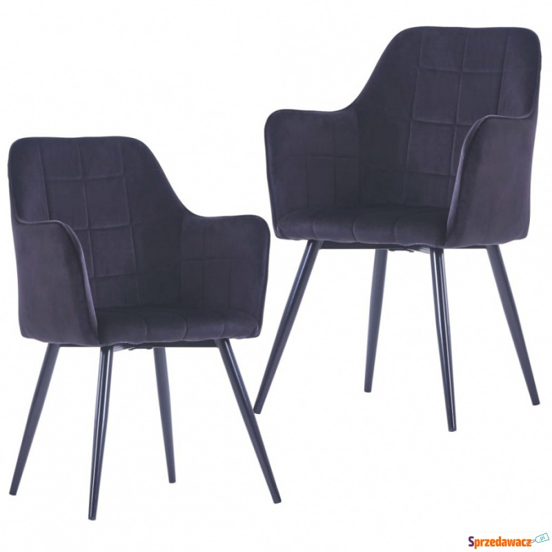 Krzesła stołowe, 2 szt., czarne, aksamitne - Krzesła do salonu i jadalni - Pruszków