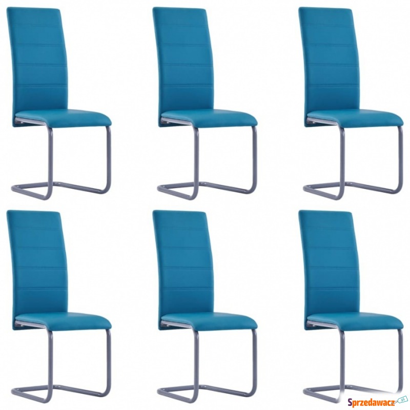 Krzesła stołowe, wspornikowe 6 szt., niebieskie,... - Krzesła kuchenne - Chrośnica