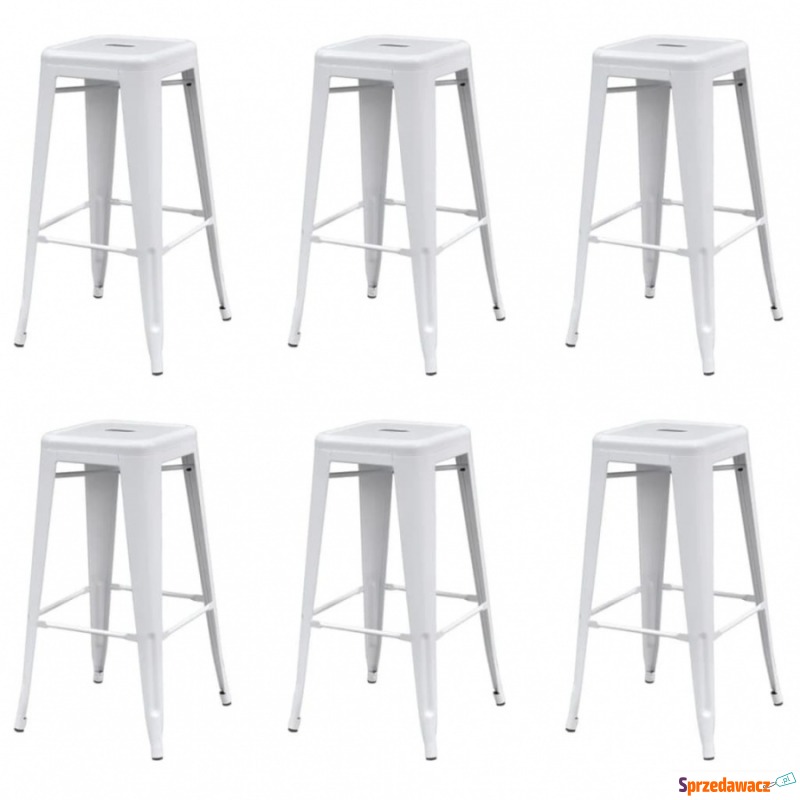 Krzesła barowe 6 szt. białe stalowe - Taborety, stołki, hokery - Chełmno