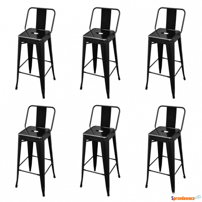Krzesła barowe 6 szt. czarne stalowe - Taborety, stołki, hokery - Piotrków Trybunalski