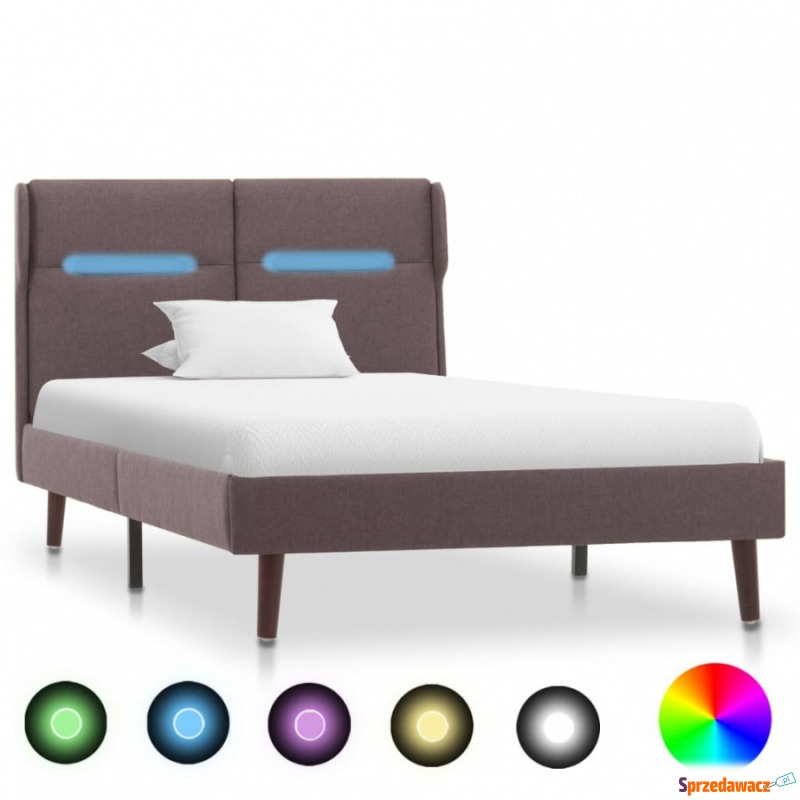 Rama łóżka z LED, taupe, tkanina, 100 x 200 cm - Łóżka - Karbowo