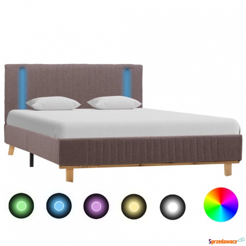 Rama łóżka z LED, taupe, tkanina, 140 x 200 cm - Łóżka - Jawor