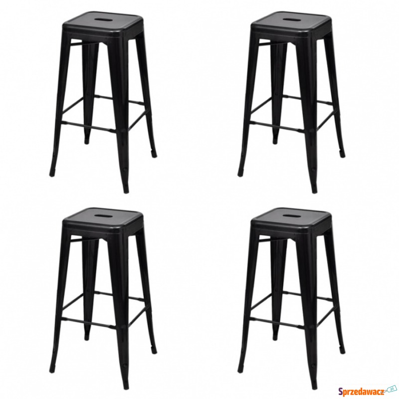 Krzesła barowe 4 szt. czarne stalowe - Taborety, stołki, hokery - Pilchowo
