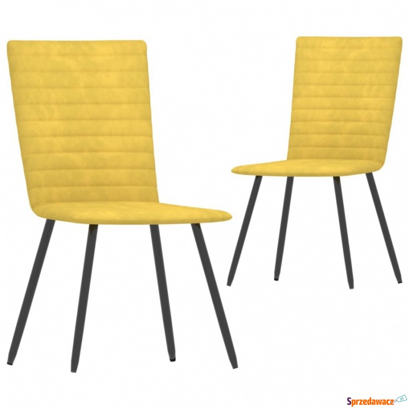Krzesła do salonu 2 szt. żółte aksamitne - Krzesła do salonu i jadalni - Krosno