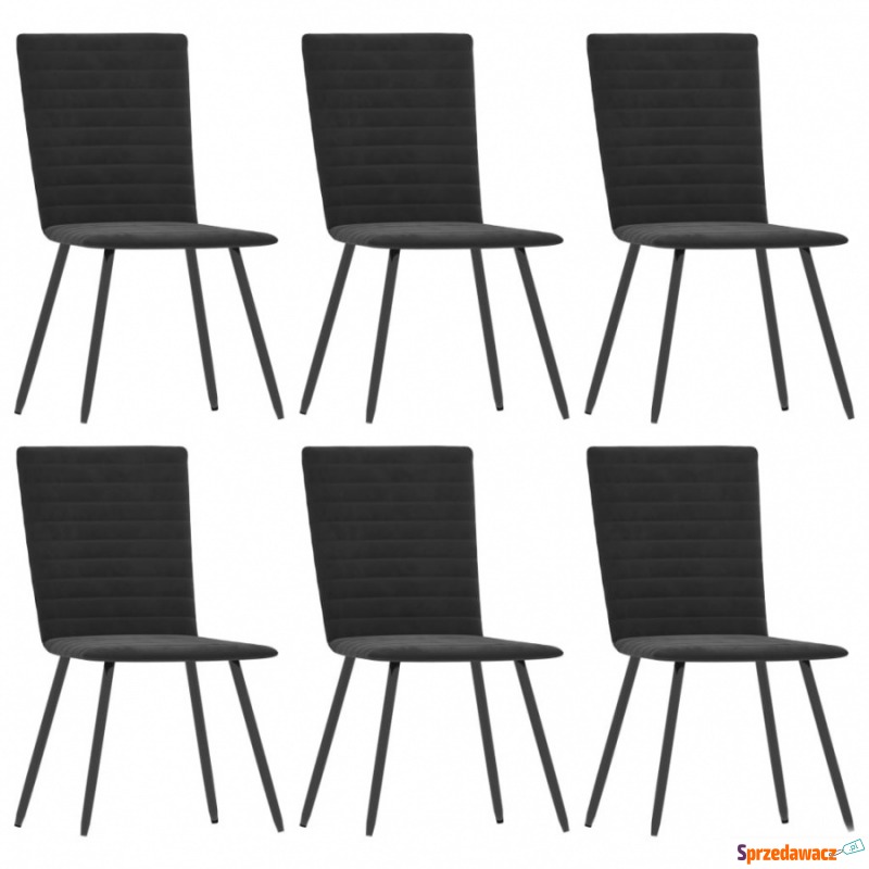 Krzesła stołowe, 6 szt., czarne, aksamitne - Krzesła kuchenne - Wieluń