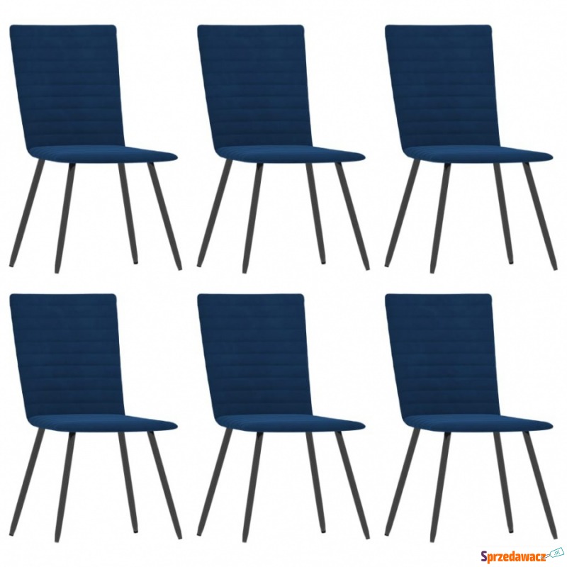 Krzesła stołowe, 6 szt., niebieskie, aksamitne - Krzesła kuchenne - Działdowo