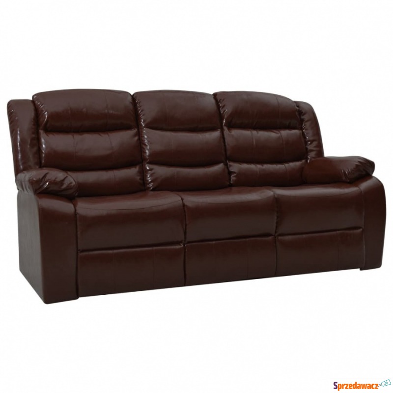 3-osobowa sofa rozkładana, brązowa, sztuczna skóra - Sofy, fotele, komplety... - Kwidzyn