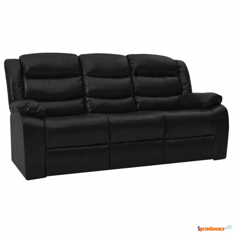 3-osobowa sofa rozkładana, czarna, sztuczna skóra - Sofy, fotele, komplety... - Kraków