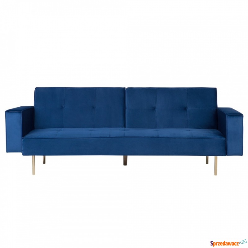 Sofa rozkładana welurowa niebieska VISNES - Sofy, fotele, komplety... - Tarnowskie Góry