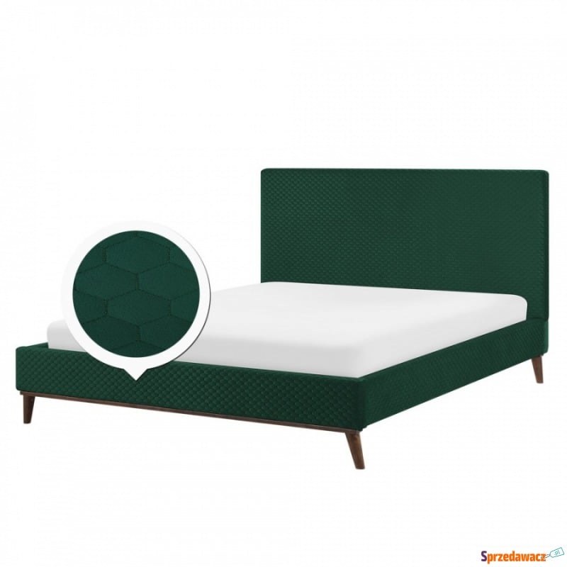 Łóżko welurowe 180 x 200 cm zielone BAYONNE - Łóżka - Olsztyn