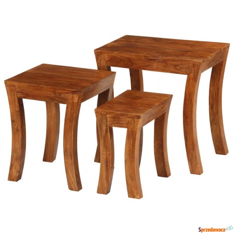 3 stoliki wsuwane pod siebie drewno akacjowe... - Stoły, stoliki, ławy - Bezrzecze