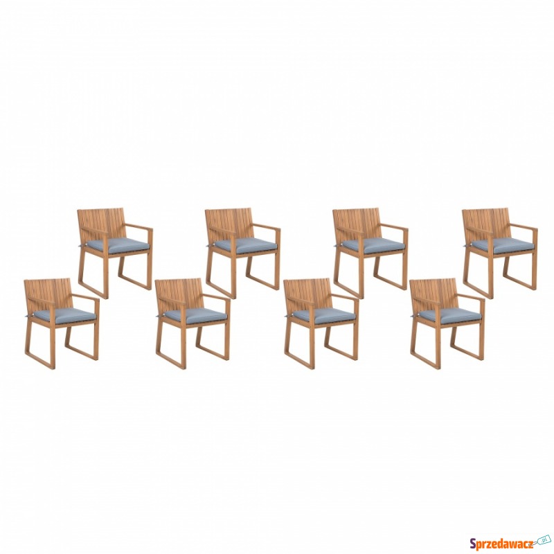 Zestaw 8 drewnianych krzeseł ogrodowych z nie... - Krzesła ogrodowe - Elbląg