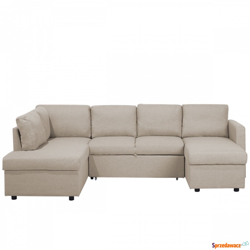 Sofa rozkładana podkowa tapicerowana beżowa KARRABO - Sofy, fotele, komplety... - Gościęcin