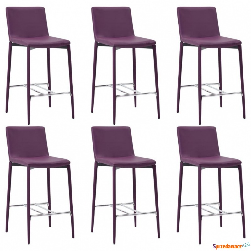 Krzesła barowe 6 szt. fioletowe sztuczna skóra - Taborety, stołki, hokery - Wieluń