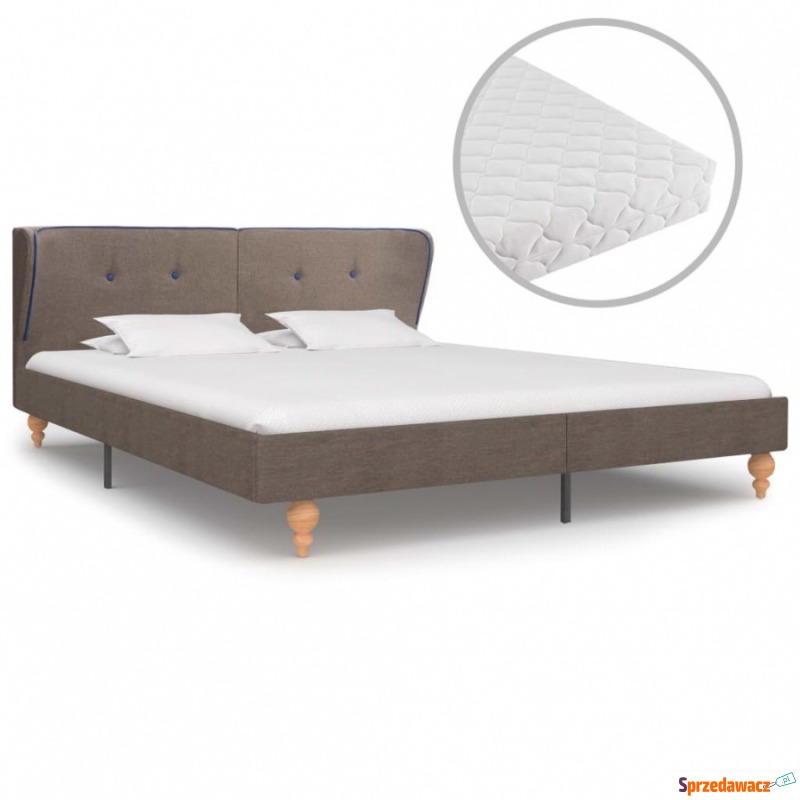 Łóżko z materacem, taupe, tkanina, 160 x 200 cm - Łóżka - Grudziądz