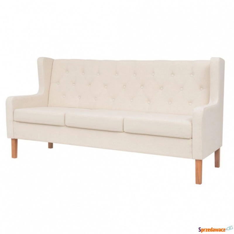 Sofa 3-osobowa, materiałowa, kremowa - Sofy, fotele, komplety... - Rypin