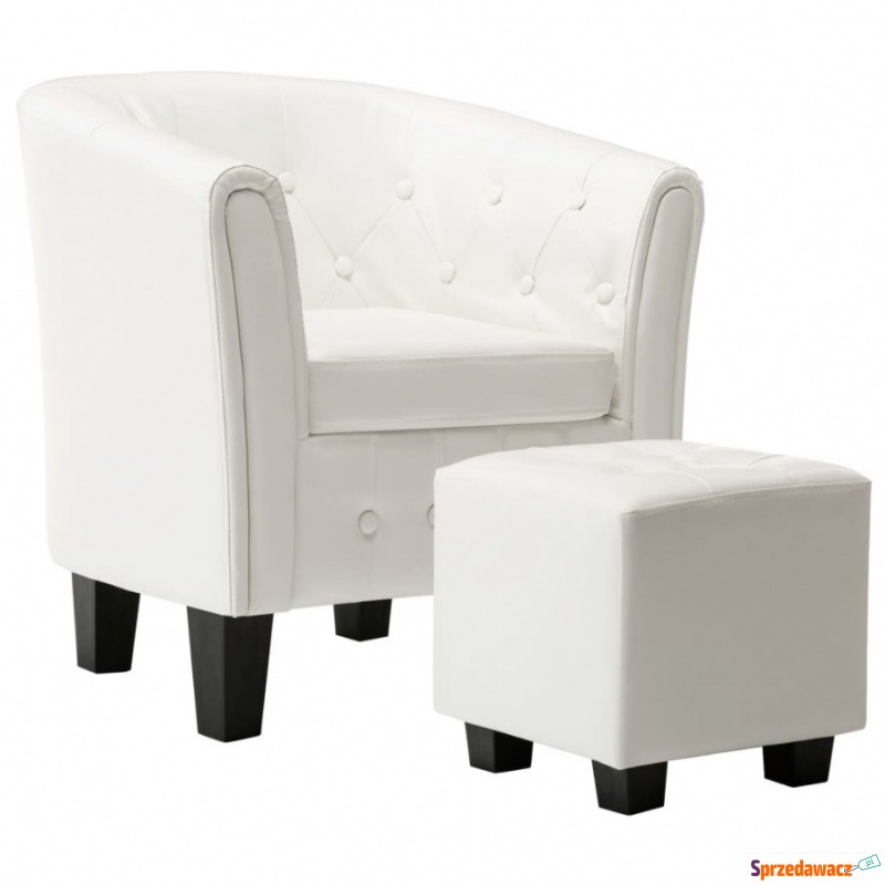 Fotel z podnóżkiem biały sztuczna skóra - Krzesła biurowe - Domaszowice
