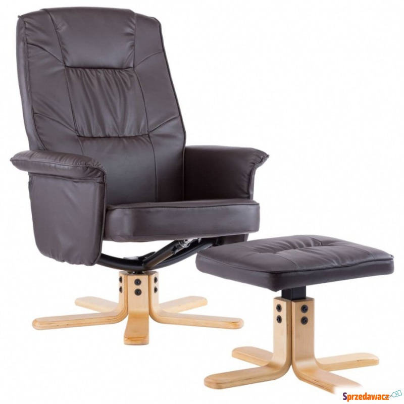 Fotel z podnóżkiem brązowy sztuczna skóra - Krzesła biurowe - Wyszków