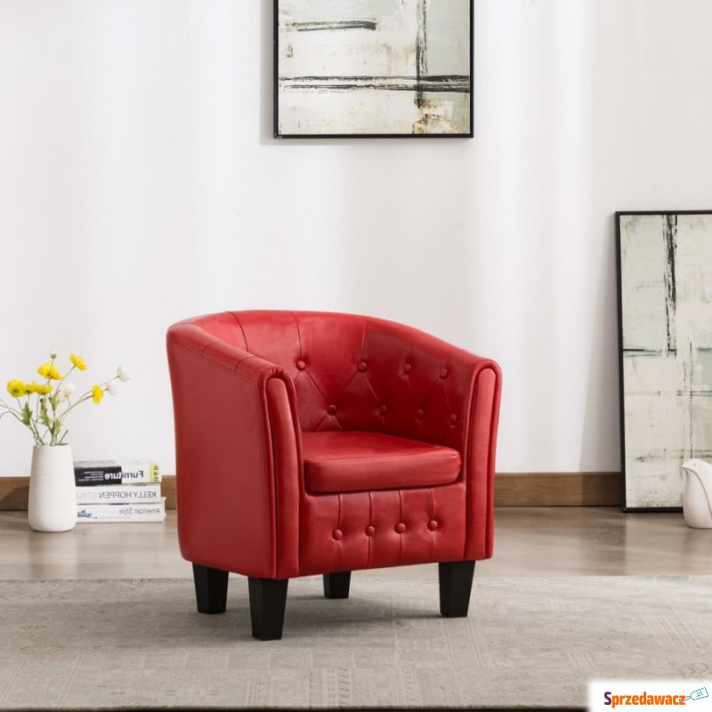 Fotel, czerwony, sztuczna skóra - Krzesła biurowe - Chocianowice
