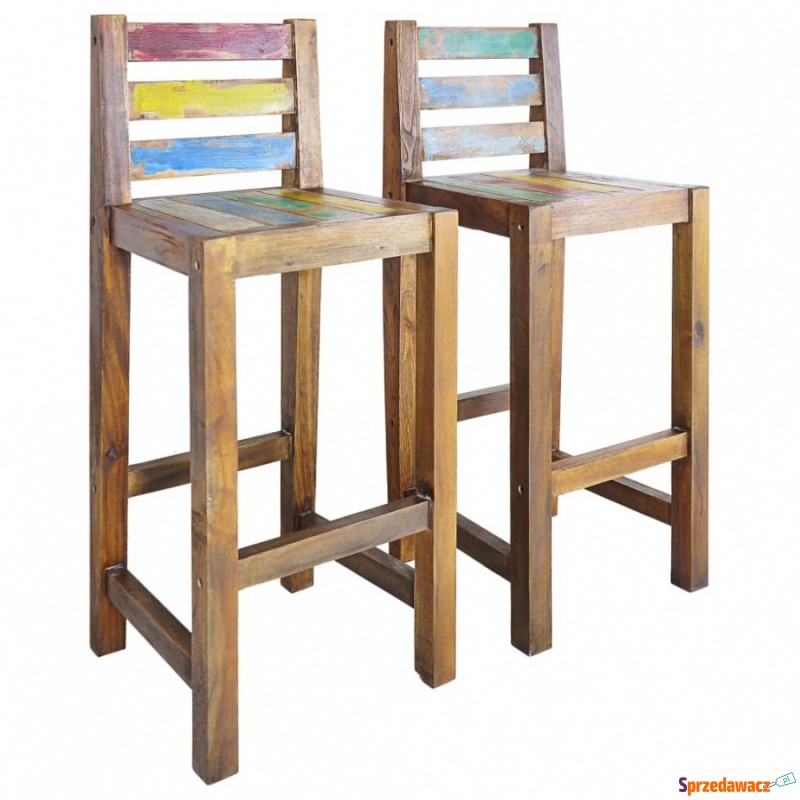 Krzesła barowe 2 szt. lite drewno z odzysku - Taborety, stołki, hokery - Gostyń