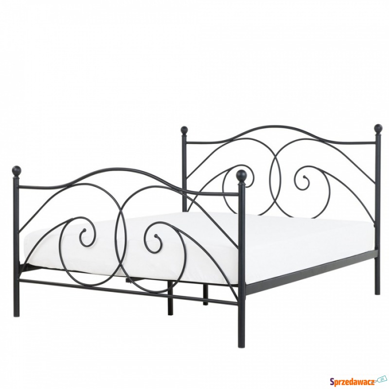 Łóżko metalowe 140 x 200 cm czarne DINARD - Łóżka - Jaworzno