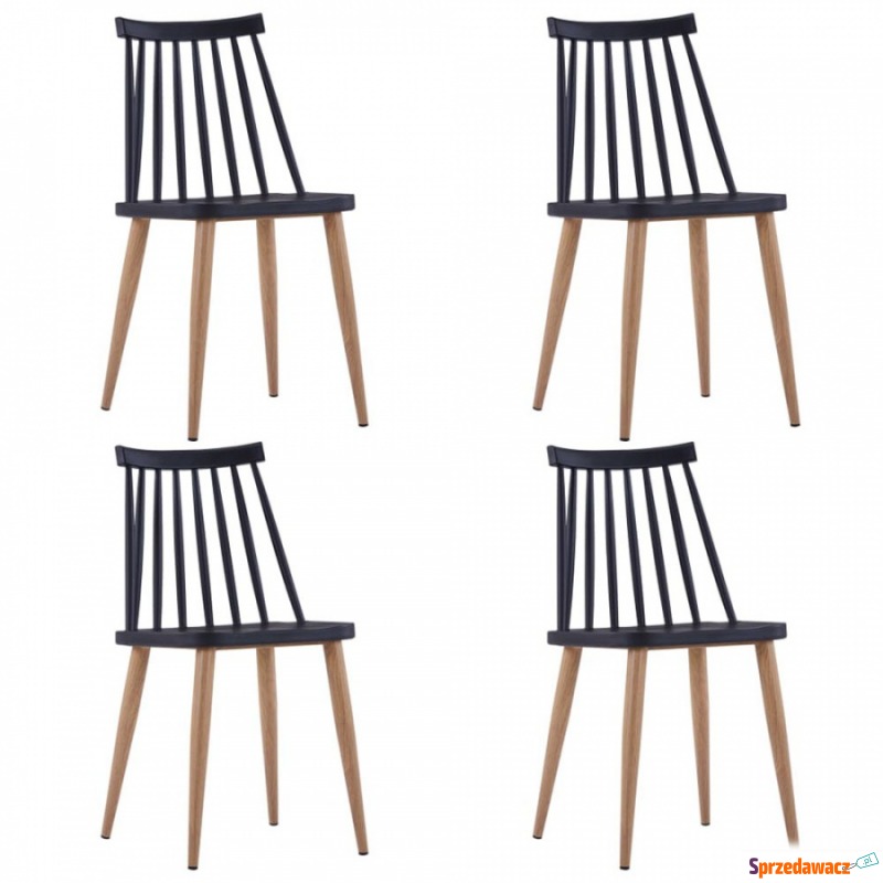 Krzesła do kuchni 4 szt. czarne plastik i stal - Krzesła kuchenne - Nysa
