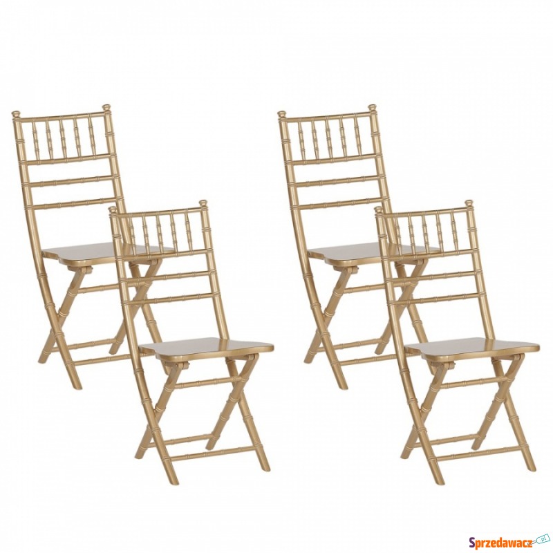 Zestaw 4 krzeseł drewniany złoty MACHIAS - Krzesła ogrodowe - Leszno