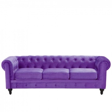 Sofa trzyosobowa welwet fioletowa Vento