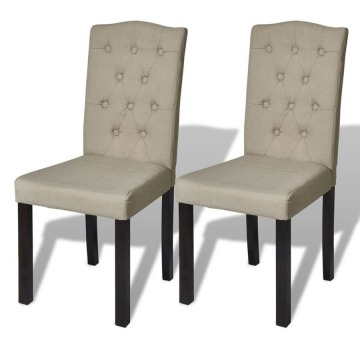 Krzesła do jadalni tapicerowane tkaniną beżowe 2 szt.