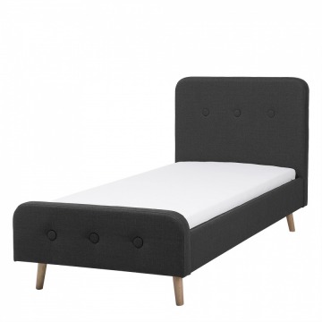 Łóżko ciemnoszare ze stelażem 90x200 cm tapicerowane - Marino