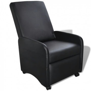 Fotel składany skóra syntetyczna czarny