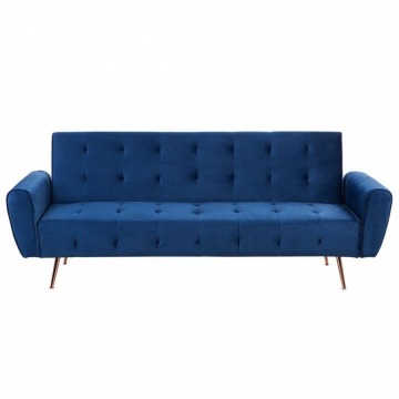 Sofa rozkładana welurowa ciemnoniebieska SELNES